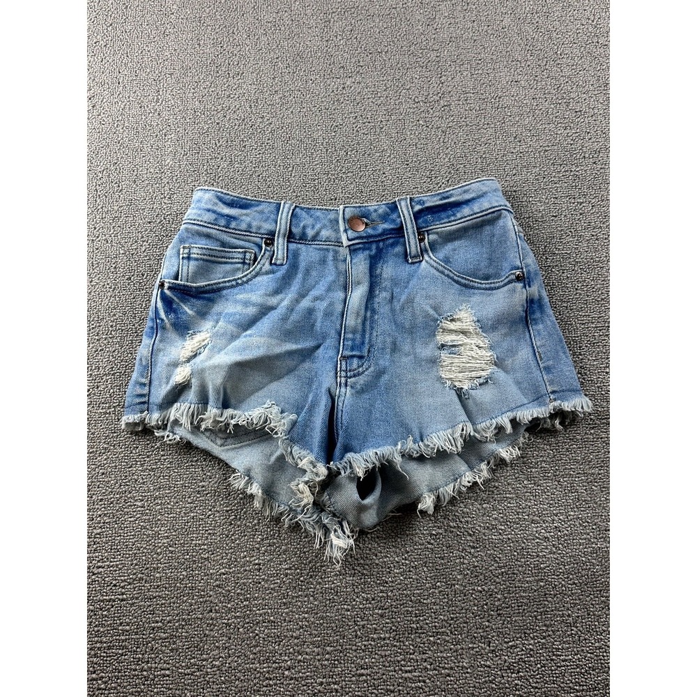 LTJ Cut-Off Shorts Women XS Blue High Rise Distressed Cotton Blend Festival Boho